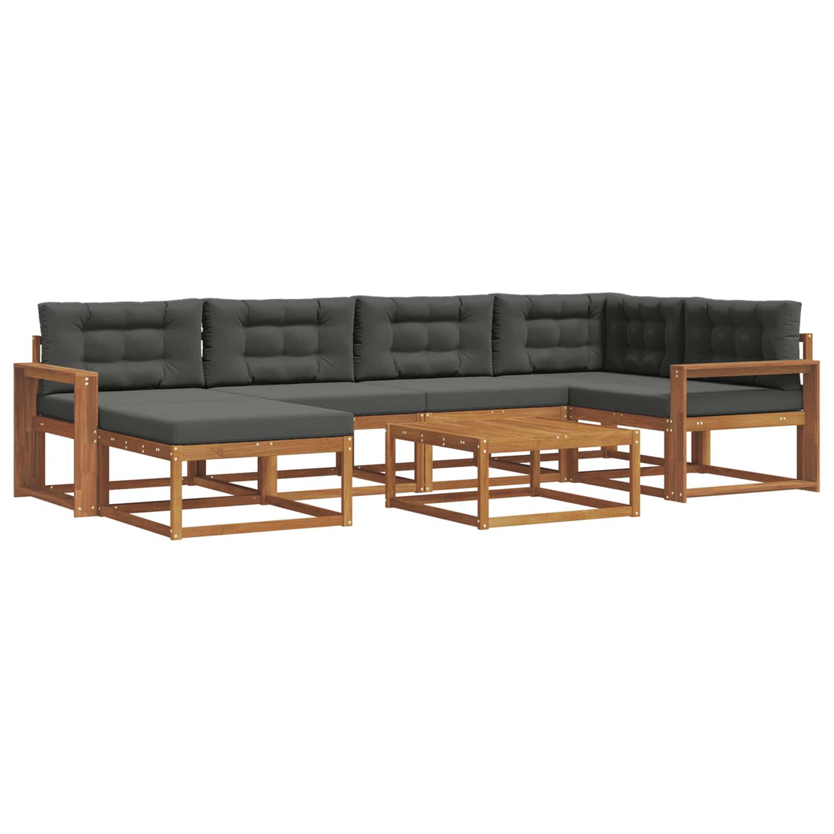 Outdoor Sofa Set with Cushion 7 pcs Natural and Anthracite