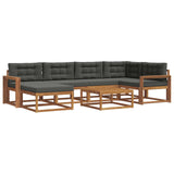 Outdoor Sofa Set with Cushion 7 pcs Natural and Anthracite - Front View