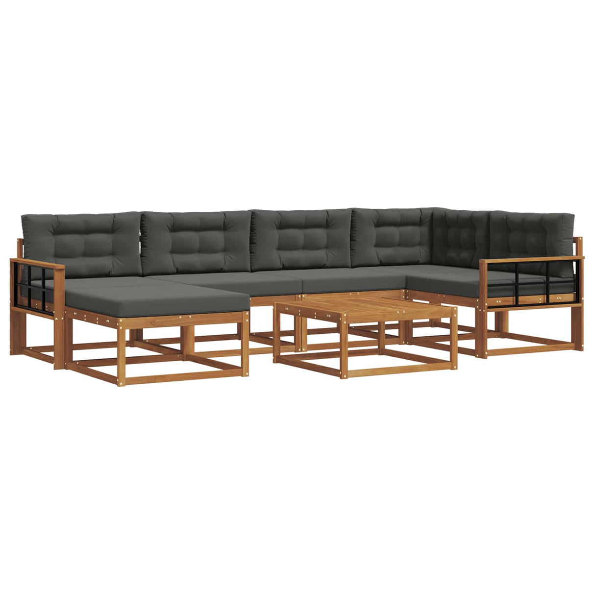 Outdoor Sofa Set with Cushion 7 pcs Natural and Anthracite