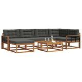 Outdoor Sofa Set with Cushion 7 pcs Natural and Anthracite - Side View
