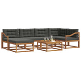 Outdoor Sofa Set with Cushion 7 pcs Natural and Anthracite