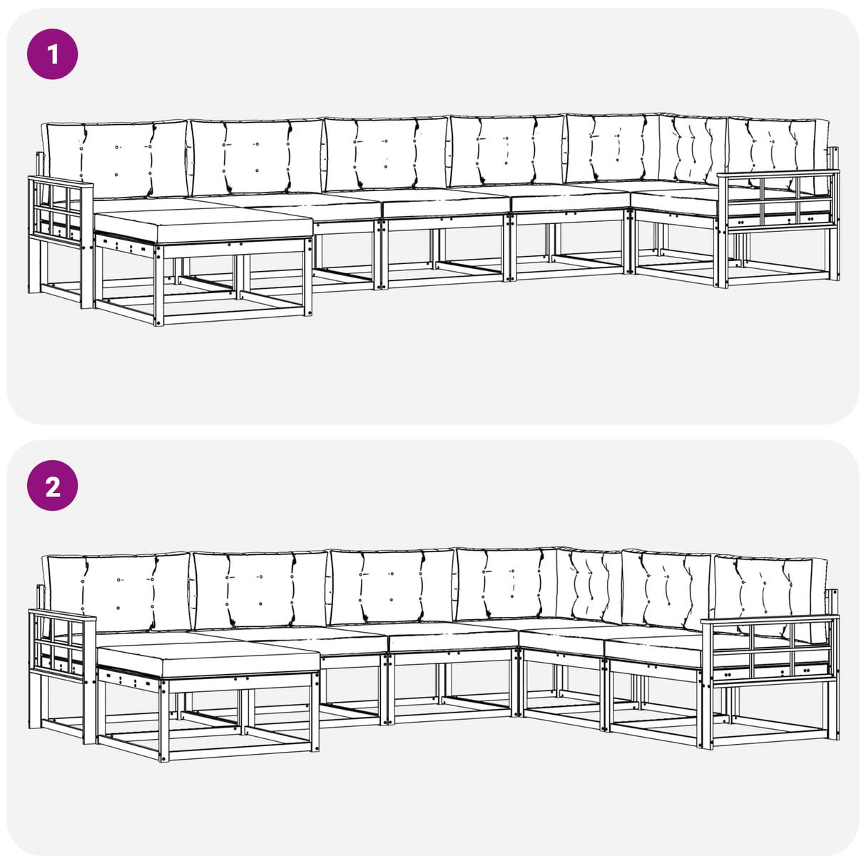 Outdoor Sofa Set with Cushion 7 pcs Natural and Anthracite