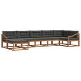 Outdoor Sofa Set with Cushion 7 pcs Natural and Anthracite - Front View