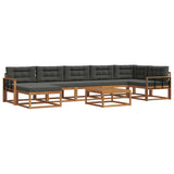 Outdoor Sofa Set with Cushion 8 pcs Natural and Anthracite - Front View