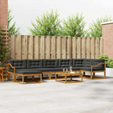 Outdoor Sofa Set with Cushion 8 pcs Natural and Anthracite