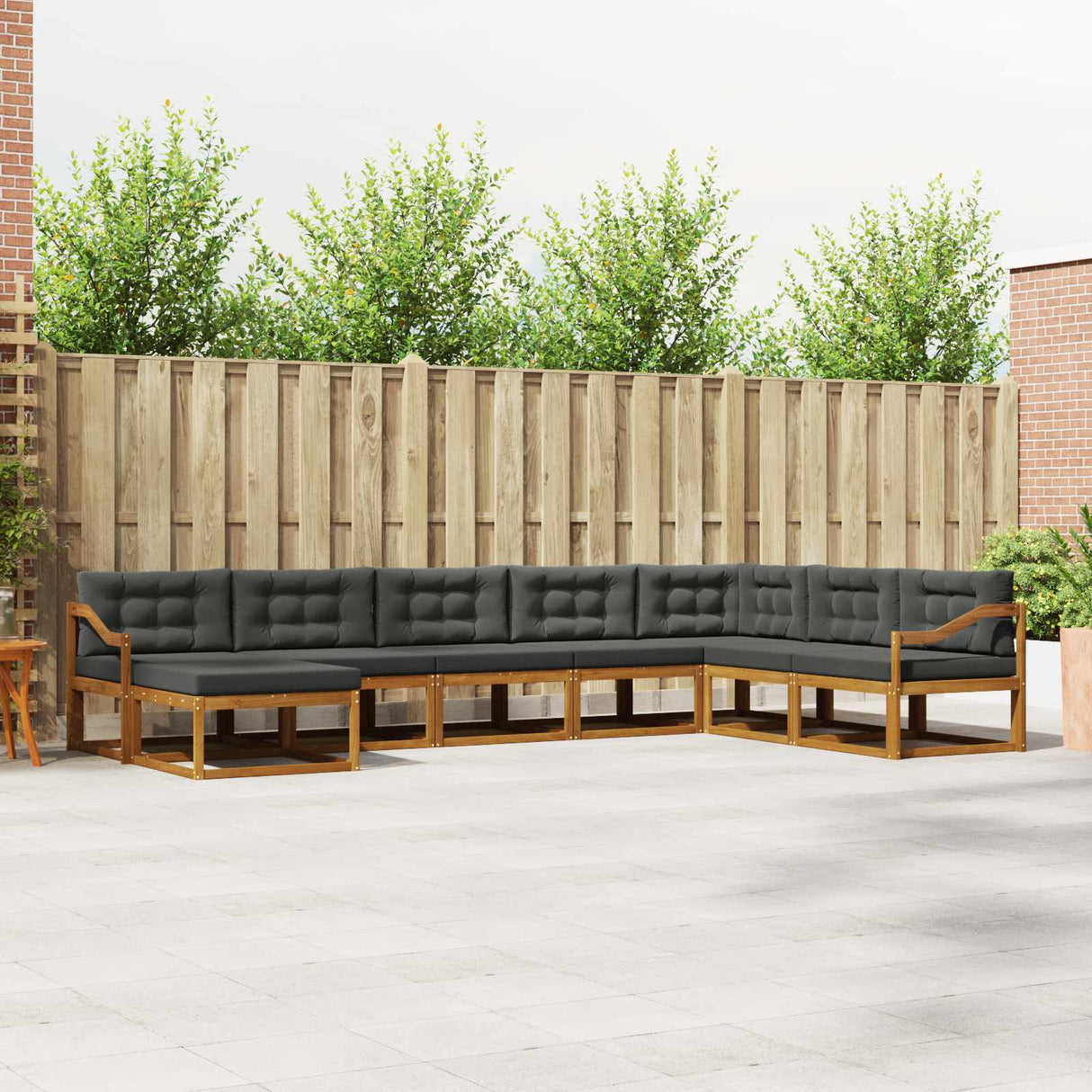 Outdoor Sofa Set with Cushion 8 pcs Natural and Anthracite