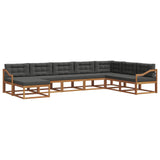 Outdoor Sofa Set with Cushion 8 pcs Natural and Anthracite - Front View