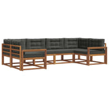 Outdoor Sofa Set with Cushion 6 pcs Natural and Anthracite - Front View