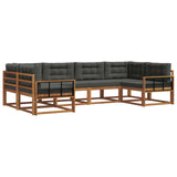 Outdoor Sofa Set with Cushion 6 pcs Natural and Anthracite - Front View