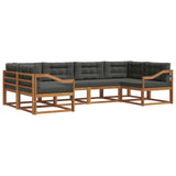 Outdoor Sofa Set with Cushion 6 pcs Natural and Anthracite - Front View