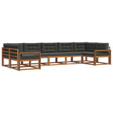 Outdoor Sofa Set with Cushion 7 pcs Natural and Anthracite - Front View