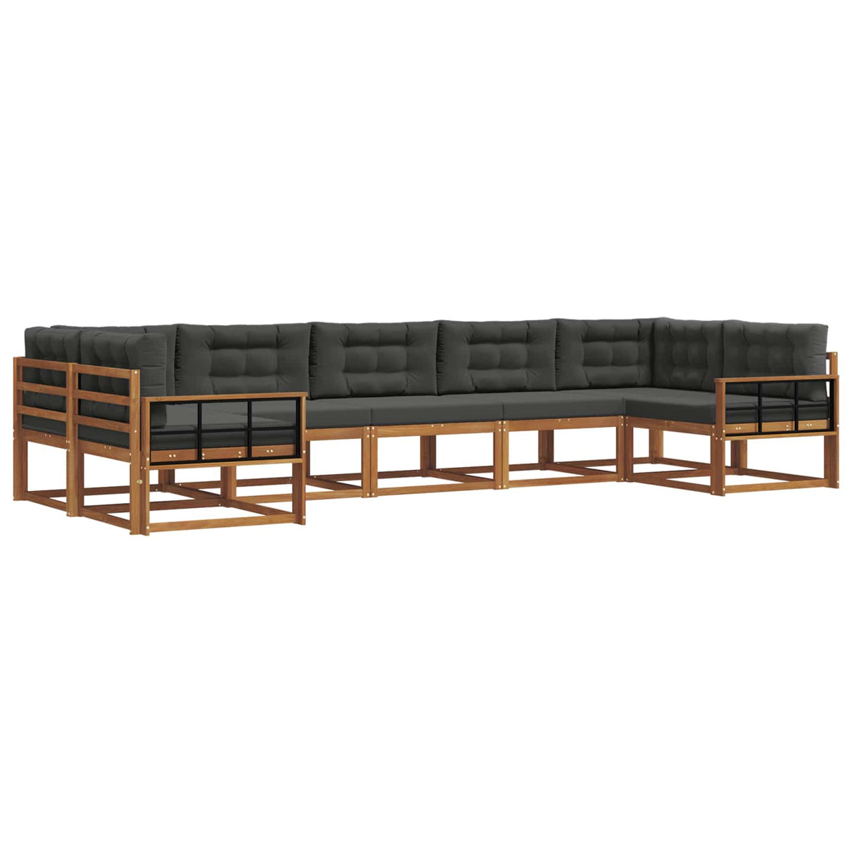 Outdoor Sofa Set with Cushion 7 pcs Natural and Anthracite