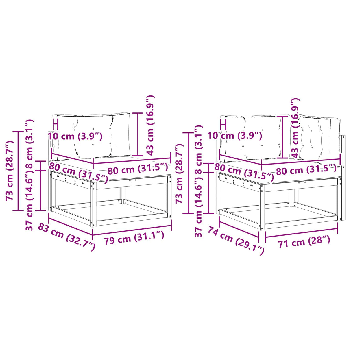 Outdoor Sofa Set with Cushion 7 pcs Natural and Anthracite