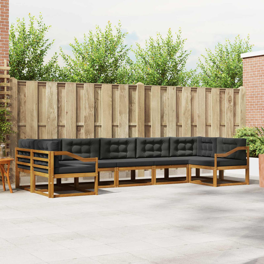 Outdoor Sofa Set 7 pcs 7-Seaters Natural and Anthracite