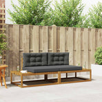 Outdoor Sofa Set Natural and Anthracite Solid Acacia Wood