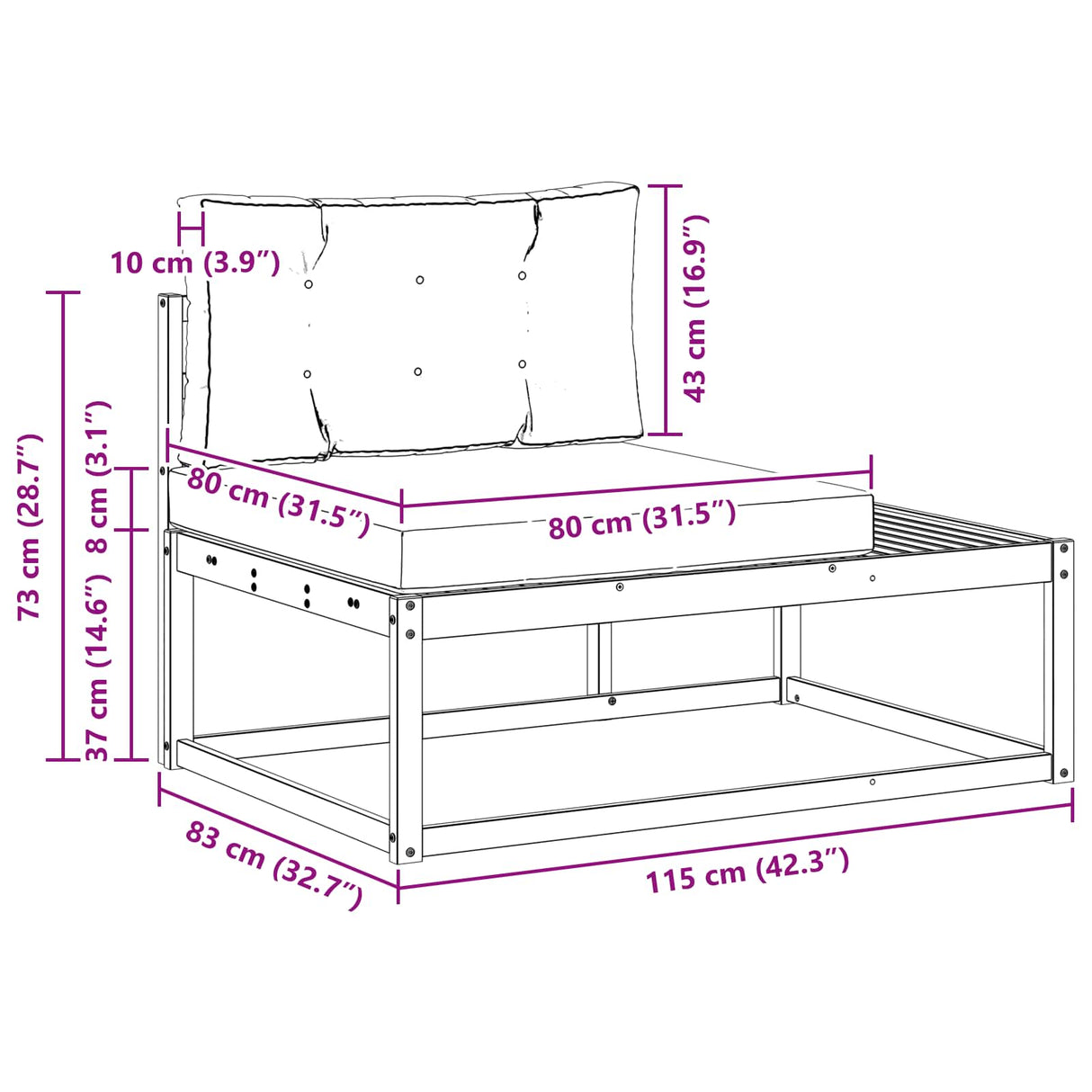 Outdoor Sofa Set with Cushion Natural and Anthracite