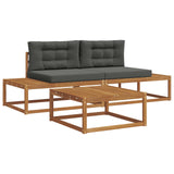 Outdoor Sofa Set with Cushion Natural and Anthracite