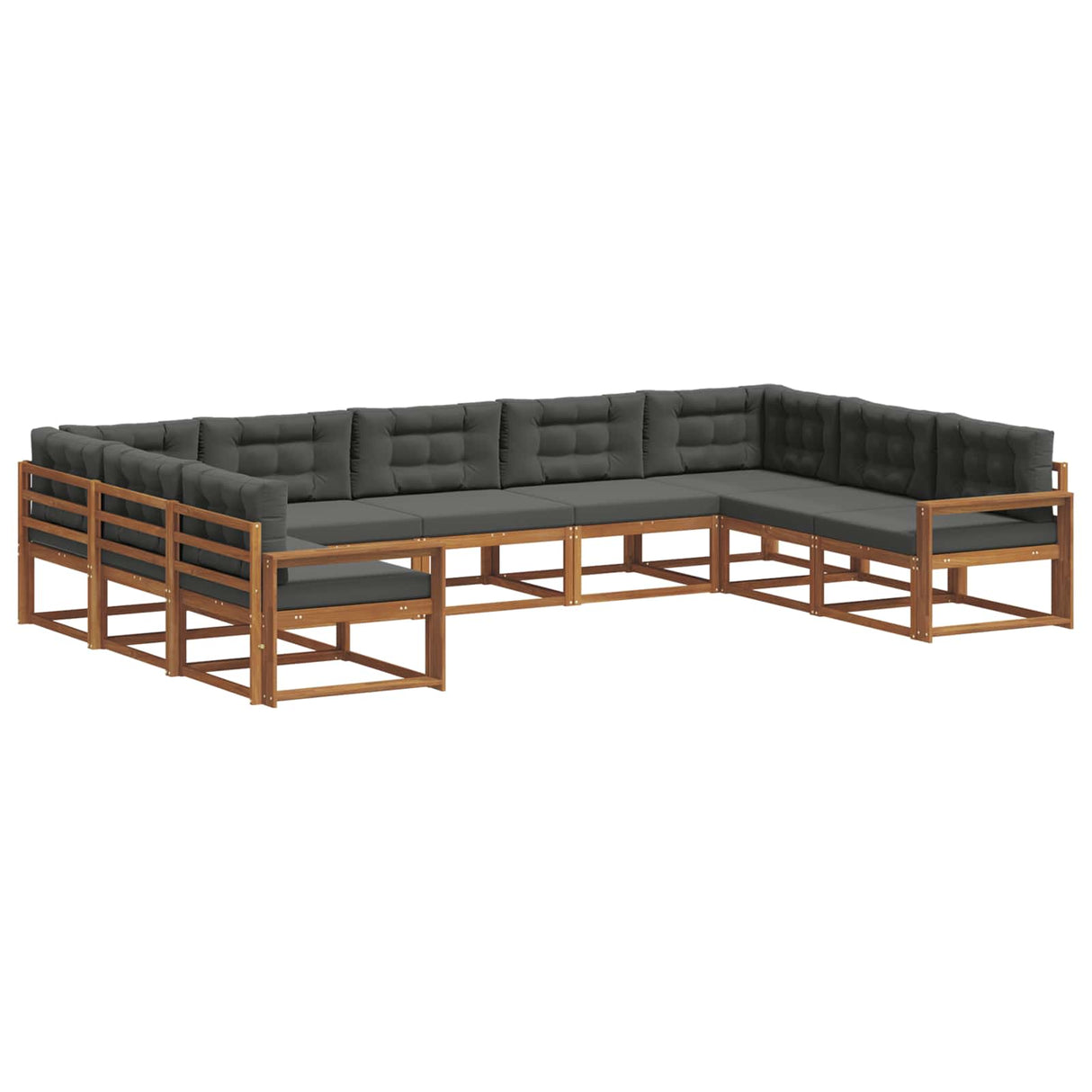 Outdoor Sofa Set with Cushion 9 pcs Natural and Anthracite