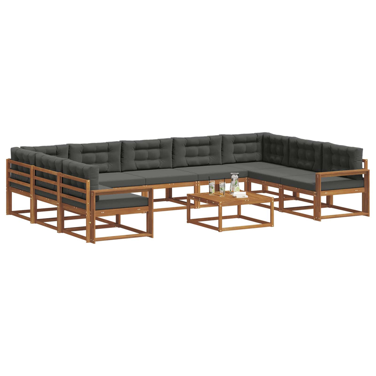 Outdoor Sofa Set with Cushion 10 pcs Natural and Anthracite
