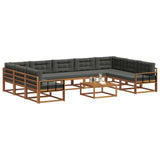 Outdoor Sofa Set with Cushion 10 pcs Natural and Anthracite