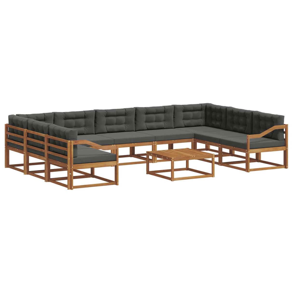 Outdoor Sofa Set with Cushion 10 pcs Natural and Anthracite