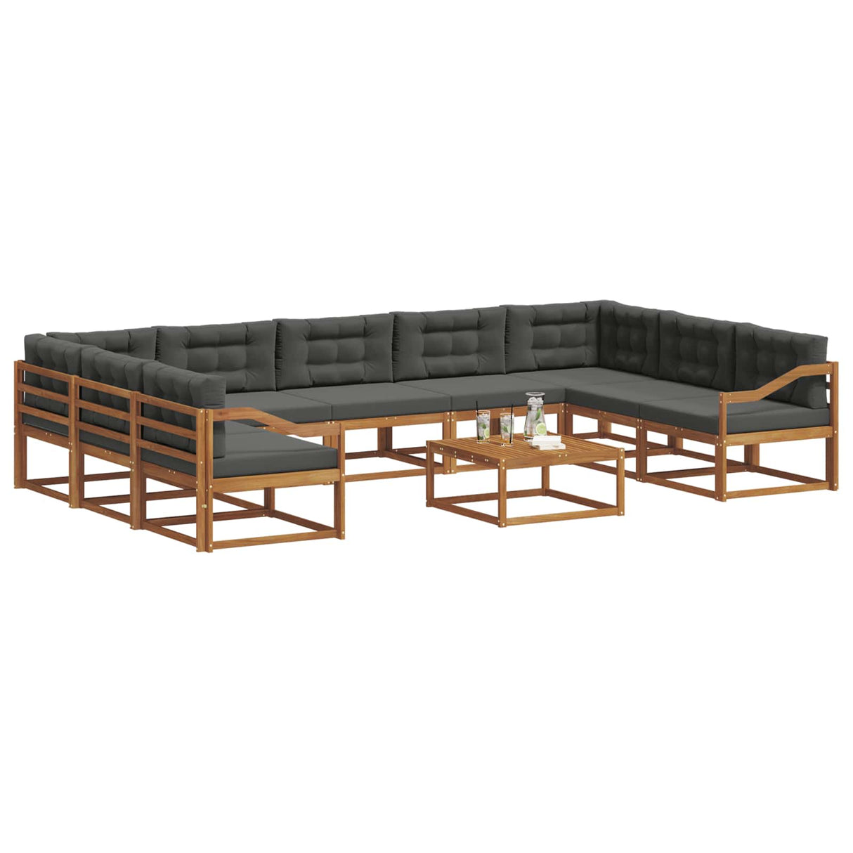 Outdoor Sofa Set with Cushion 10 pcs Natural and Anthracite