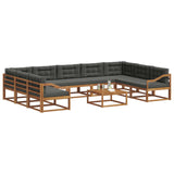 Outdoor Sofa Set with Cushion 10 pcs Natural and Anthracite - Side View
