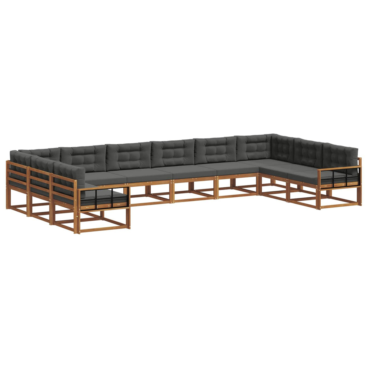 Outdoor Sofa Set with Cushion 10 pcs Natural and Anthracite