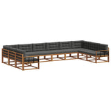 Outdoor Sofa Set with Cushion 10 pcs Natural and Anthracite - Front View