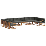 Outdoor Sofa Set with Cushion 10 pcs Natural and Anthracite - Front View