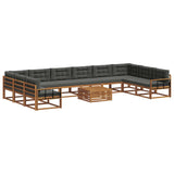 Outdoor Sofa Set with Cushion 11 pcs Natural and Anthracite