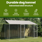 Dog Cage with Roof Silver 400 x 200 x 256 cm Steel and PE - Close-Up Angle