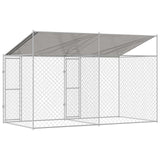 Dog Cage with Roof Silver 400 x 200 x 256 cm Steel and PE