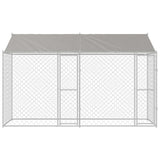 Dog Cage with Roof Silver 400 x 200 x 256 cm Steel and PE - Side View