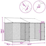 Dog Cage with Roof Silver 400 x 200 x 256 cm Steel and PE