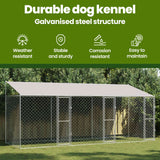 Dog Cage with Roof Silver 600 x 200 x 256 cm Steel and PE