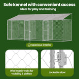 Dog Cage with Roof Silver 600 x 200 x 256 cm Steel and PE - Low Angle