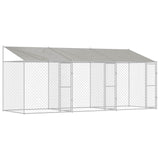 Dog Cage with Roof Silver 600 x 200 x 256 cm Steel and PE