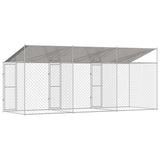 Dog Cage with Roof Silver 600 x 200 x 256 cm Steel and PE