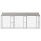 Dog Cage with Roof Silver 600 x 200 x 256 cm Steel and PE - Side View
