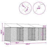 Dog Cage with Roof Silver 600 x 200 x 256 cm Steel and PE - Rear View