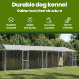 Dog Cage with Roof Silver 800 x 200 x 256 cm Steel and PE