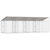 Dog Cage with Roof Silver 800 x 200 x 256 cm Steel and PE - 45-Degree Angle
