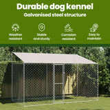 Dog Cage with Roof Silver 400 x 200 x 256 cm Steel and PE
