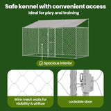 Dog Cage with Roof Silver 400 x 200 x 256 cm Steel and PE - Low Angle