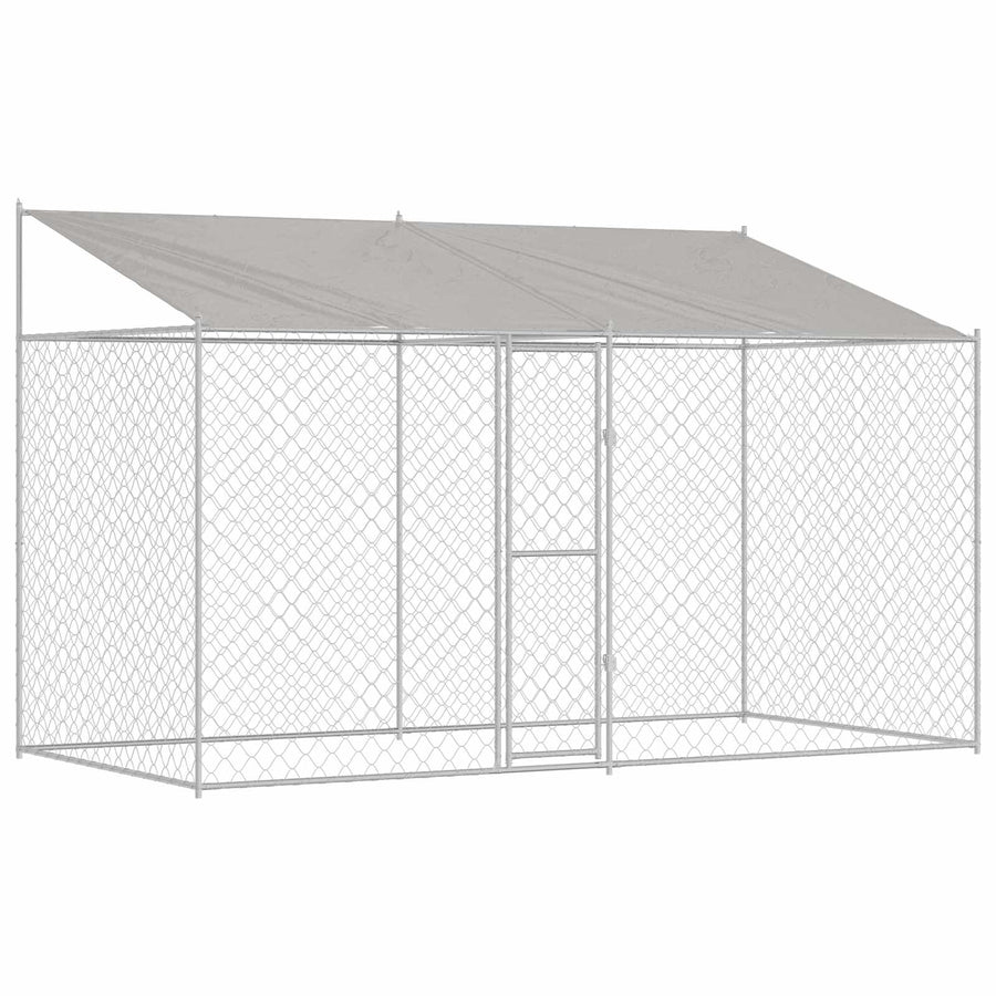 Dog Cage with Roof Silver 400 x 200 x 256 cm Steel and PE