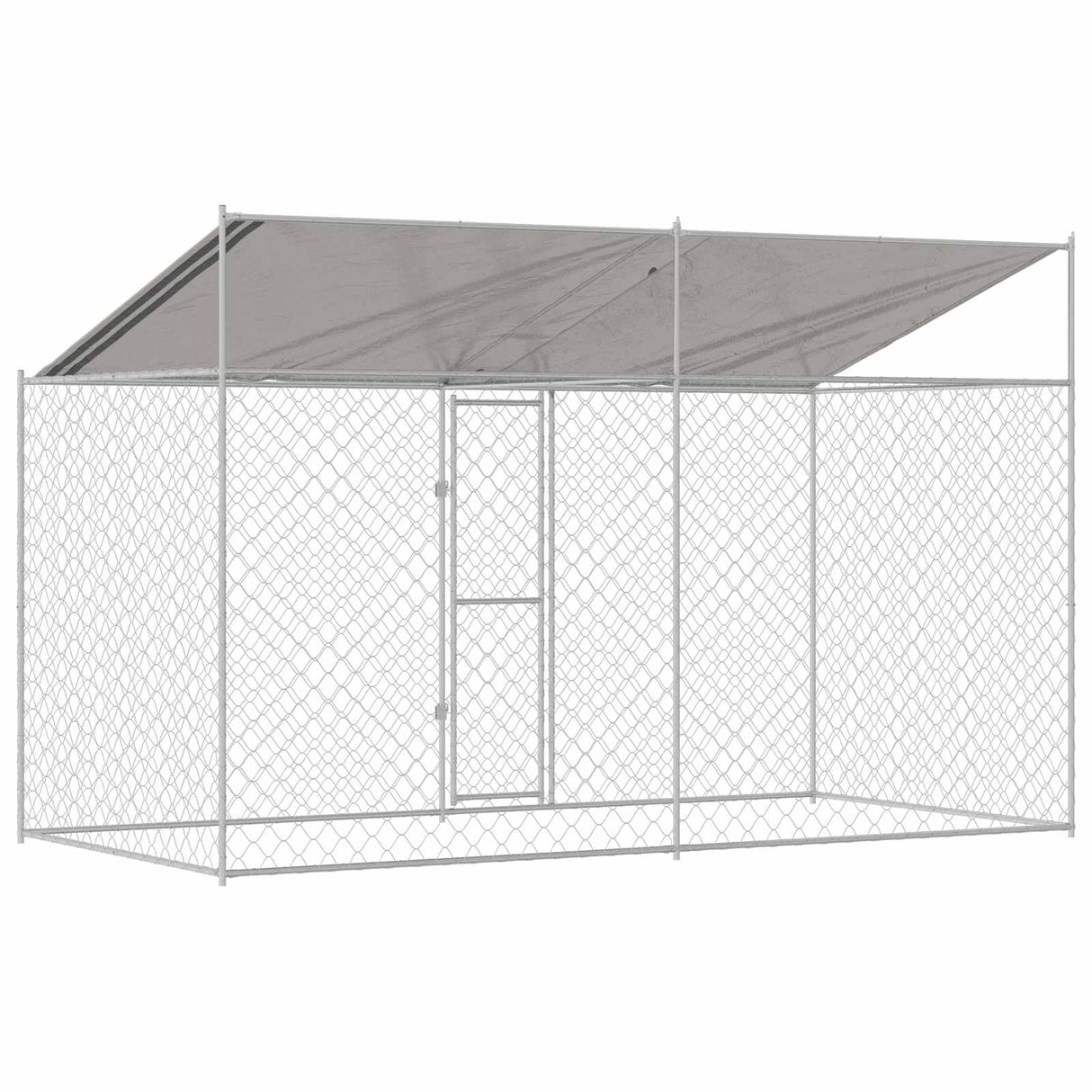 Dog Cage with Roof Silver 400 x 200 x 256 cm Steel and PE