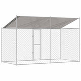 Dog Cage with Roof Silver 400 x 200 x 256 cm Steel and PE