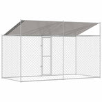 Dog Cage with Roof Silver 400 x 200 x 256 cm Steel and PE