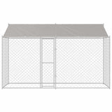Dog Cage with Roof Silver 400 x 200 x 256 cm Steel and PE - Side View
